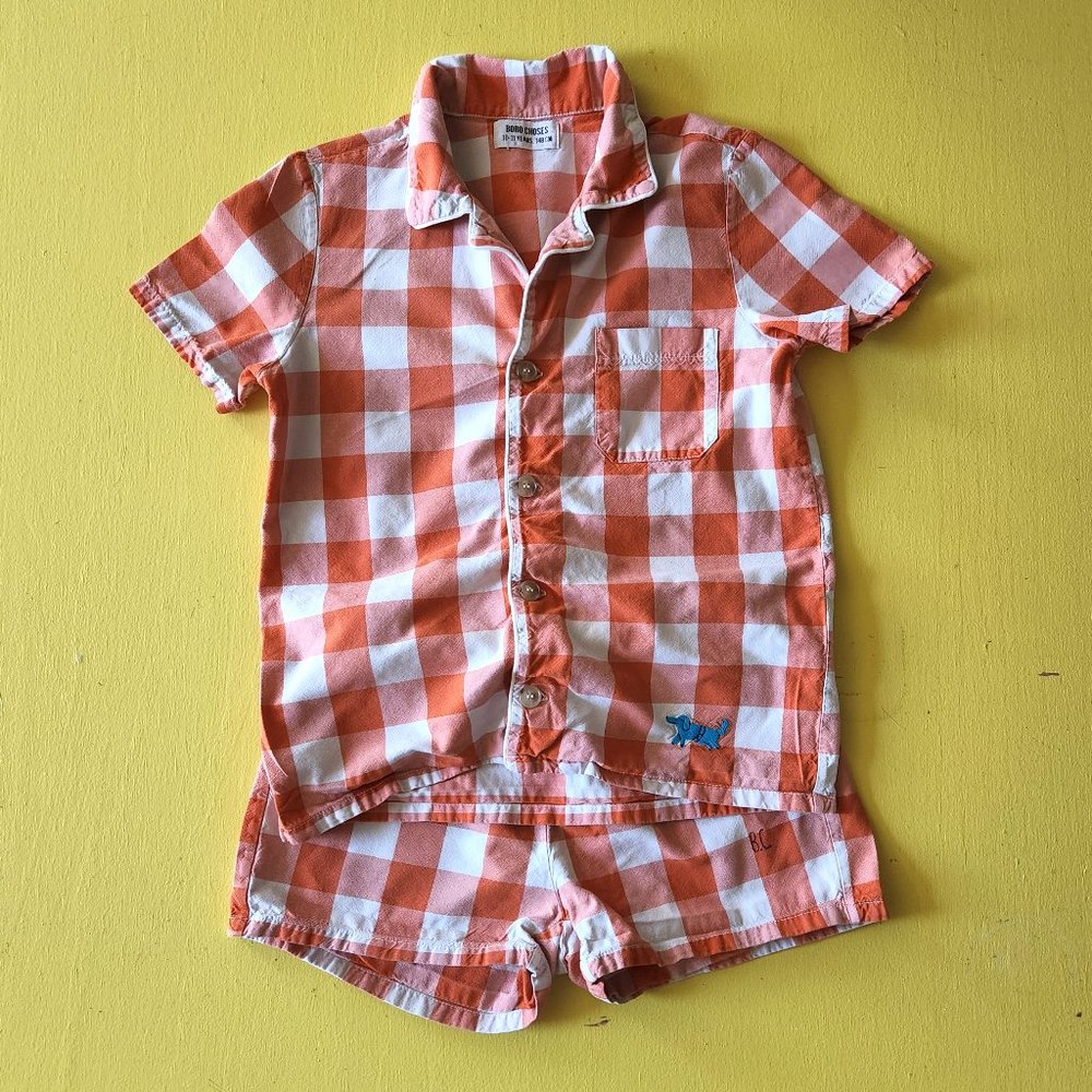 Bobo Choses Gingham Pajama Set